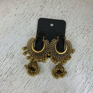 Gold Medallion Dangle Earrings
